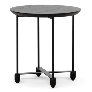 Full Black Wooden Top Side Table