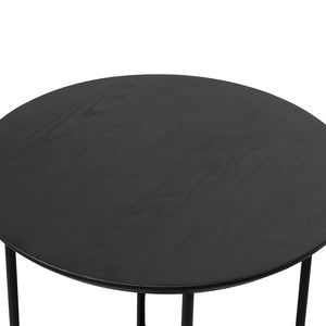 Full Black Wooden Top Side Table