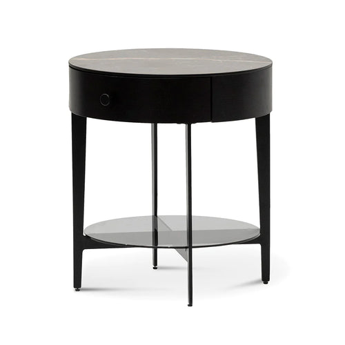 Black Round Side Table