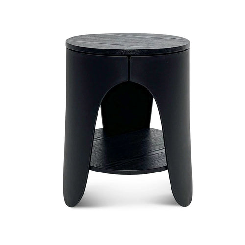 Full Black Round Side Table