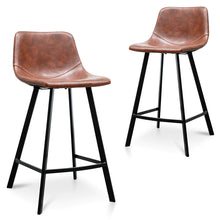 Load image into Gallery viewer, Cinnamon Brown PU Leather Bar Stool (Set of 2)