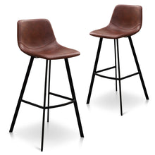 Load image into Gallery viewer, Cinnamon Brown PU Leather Bar Stool (Set of 2)