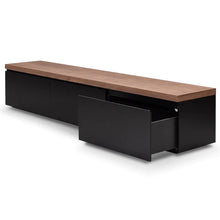 Load image into Gallery viewer, Black Entertainment Unit with Walnut Top