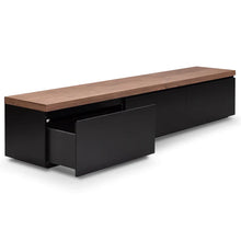 Load image into Gallery viewer, Black Entertainment Unit with Walnut Top