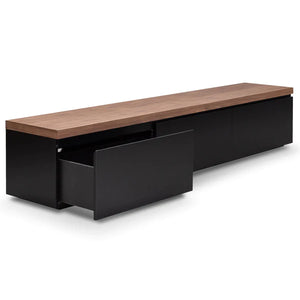 Black Entertainment Unit with Walnut Top