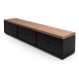 Black Entertainment Unit with Walnut Top