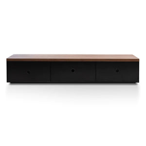 Black Entertainment Unit with Walnut Top