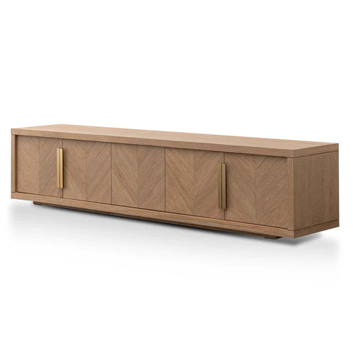 Dusty Oak Entertainment Unit with Gold Handles