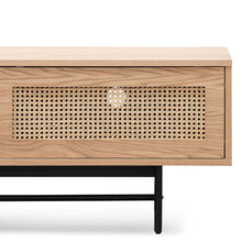 Load image into Gallery viewer, Natural Oak Entertainment Unit with Rattan Doors