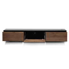 Load image into Gallery viewer, Black Wooden Entertainment Unit with Walnut Drawers