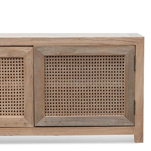 Natural Entertainment Unit with Rattan Doors