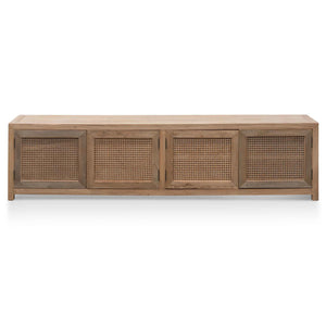 Natural Entertainment Unit with Rattan Doors