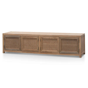 Natural Entertainment Unit with Rattan Doors