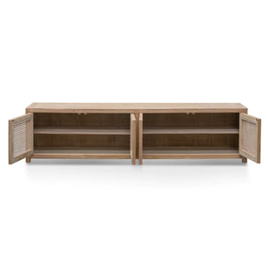 Natural Entertainment Unit with Rattan Doors