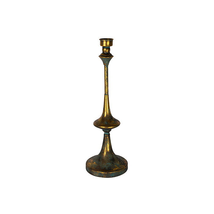 Metal Verdigris Taper Candle Holder