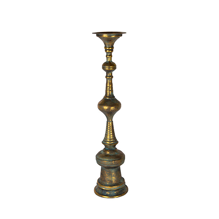 Large Metal Verdigris Pillar Holder