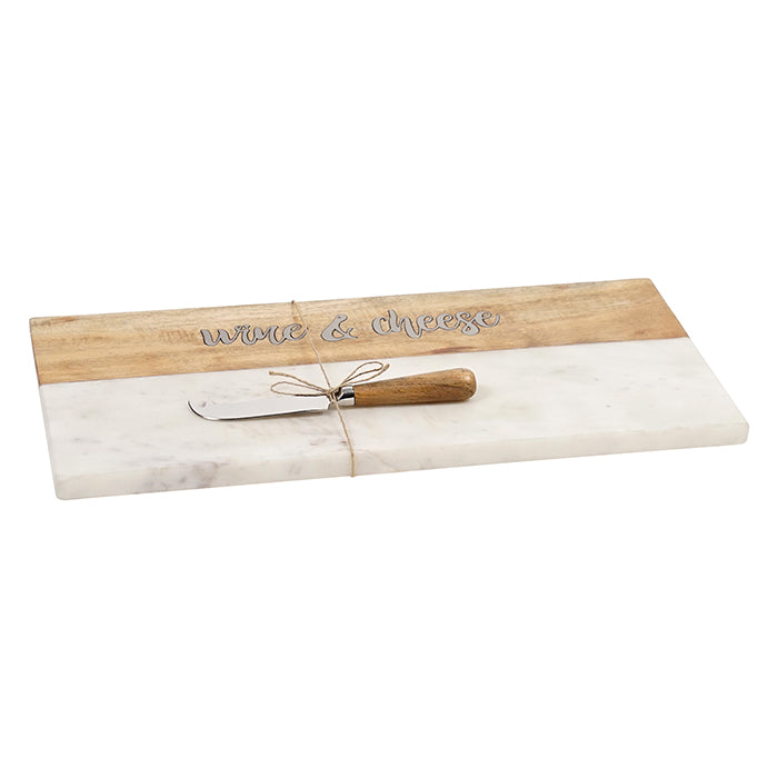 White Marble & Acacia Wood Cheese Platter