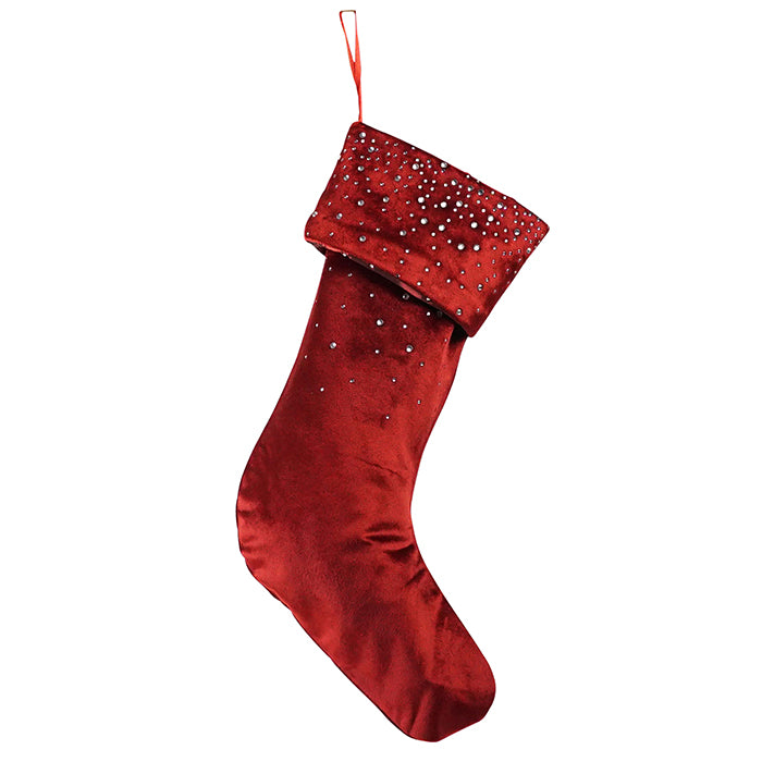 Red Velvet Stocking with Diamontes