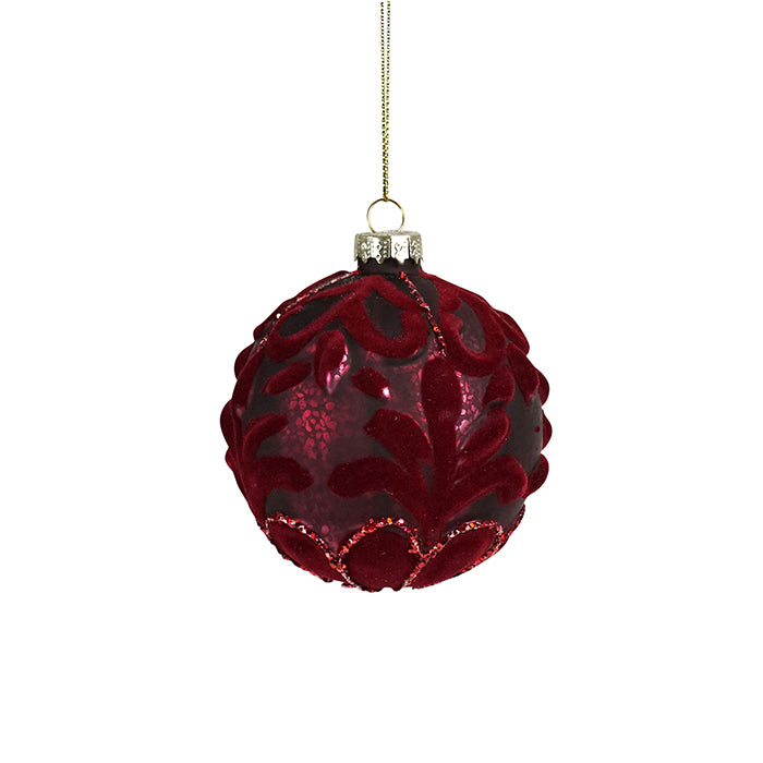 Burgundy Tree Ornament in Filigree Pattern