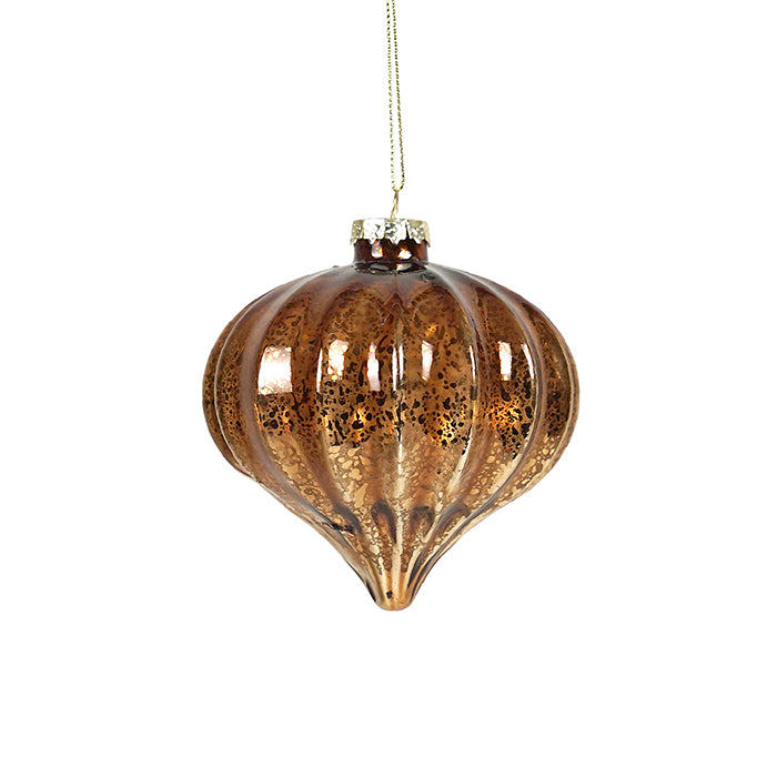 Dark Copper Glass Onion Tree Ornament