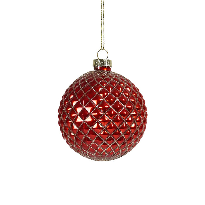 Red Quilted Glass Tree Ornament