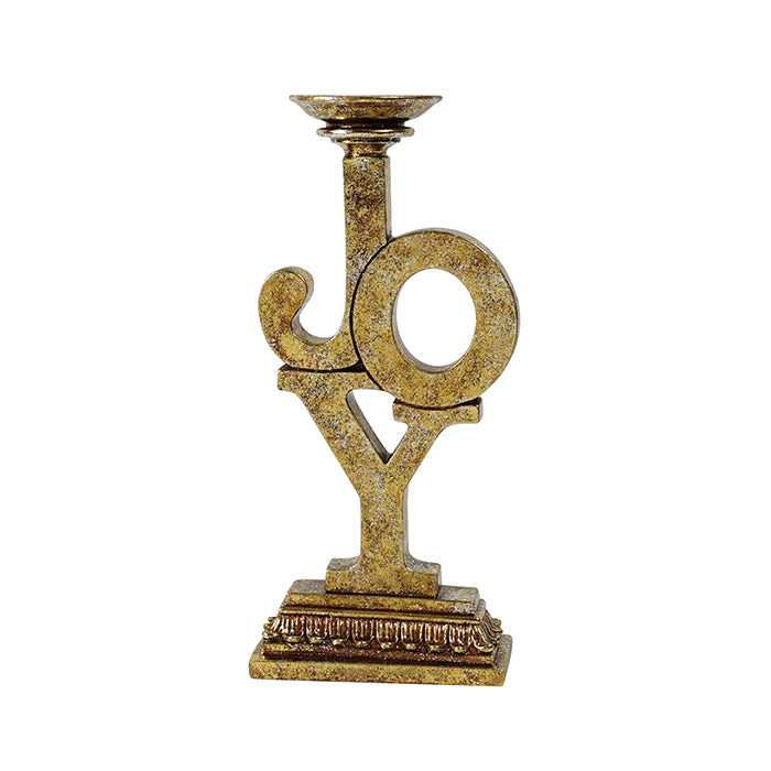 Antique Gold Joy Candle Holder