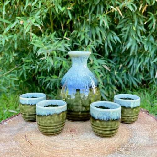 Yohen Green Sake Pot and Cup Set
