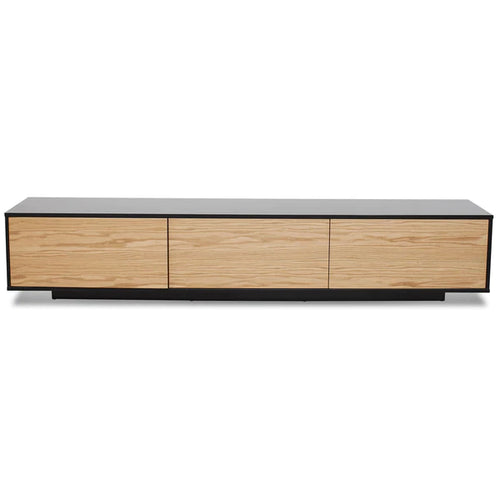Black TV Unit with Natural Drawers