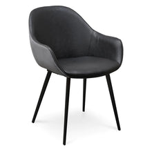 Load image into Gallery viewer, Antique Black PU Leather &amp; Charcoal Velvet Dining Chair (Set of 2)