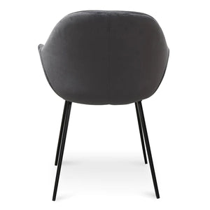 Antique Black PU Leather & Charcoal Velvet Dining Chair (Set of 2)