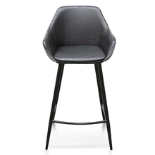 Load image into Gallery viewer, Black PU &amp; Grey Velvet Bar Stool (Set of 2)
