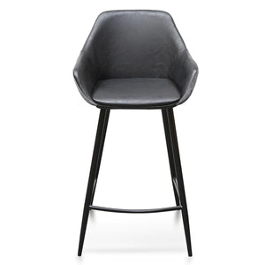 Black PU & Grey Velvet Bar Stool (Set of 2)