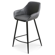 Load image into Gallery viewer, Black PU &amp; Grey Velvet Bar Stool (Set of 2)