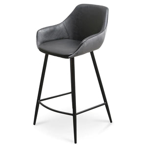 Black PU & Grey Velvet Bar Stool (Set of 2)