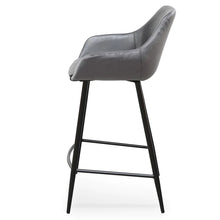 Load image into Gallery viewer, Black PU &amp; Grey Velvet Bar Stool (Set of 2)