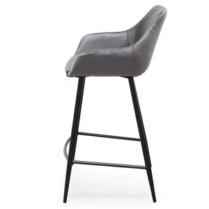 Black PU & Grey Velvet Bar Stool (Set of 2)