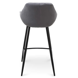 Black PU & Grey Velvet Bar Stool (Set of 2)