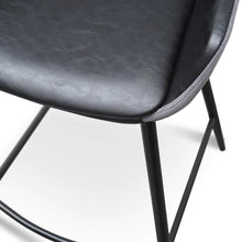 Load image into Gallery viewer, Black PU &amp; Grey Velvet Bar Stool (Set of 2)