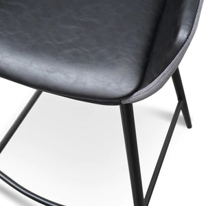 Black PU & Grey Velvet Bar Stool (Set of 2)