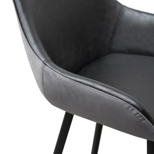 Black PU & Grey Velvet Bar Stool (Set of 2)