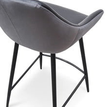 Load image into Gallery viewer, Black PU &amp; Grey Velvet Bar Stool (Set of 2)