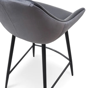 Black PU & Grey Velvet Bar Stool (Set of 2)