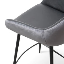 Load image into Gallery viewer, Black PU &amp; Grey Velvet Bar Stool (Set of 2)