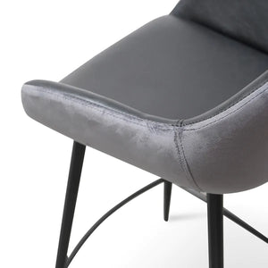 Black PU & Grey Velvet Bar Stool (Set of 2)