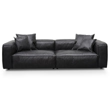 Load image into Gallery viewer, Charcoal Leather Three-Seater Sofa with Cushion and Pillow