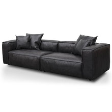 Load image into Gallery viewer, Charcoal Leather Three-Seater Sofa with Cushion and Pillow