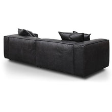 Load image into Gallery viewer, Charcoal Leather Three-Seater Sofa with Cushion and Pillow