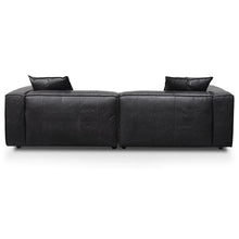 Load image into Gallery viewer, Charcoal Leather Three-Seater Sofa with Cushion and Pillow