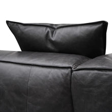 Load image into Gallery viewer, Charcoal Leather Three-Seater Sofa with Cushion and Pillow