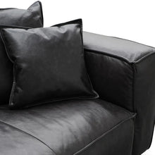 Load image into Gallery viewer, Charcoal Leather Three-Seater Sofa with Cushion and Pillow